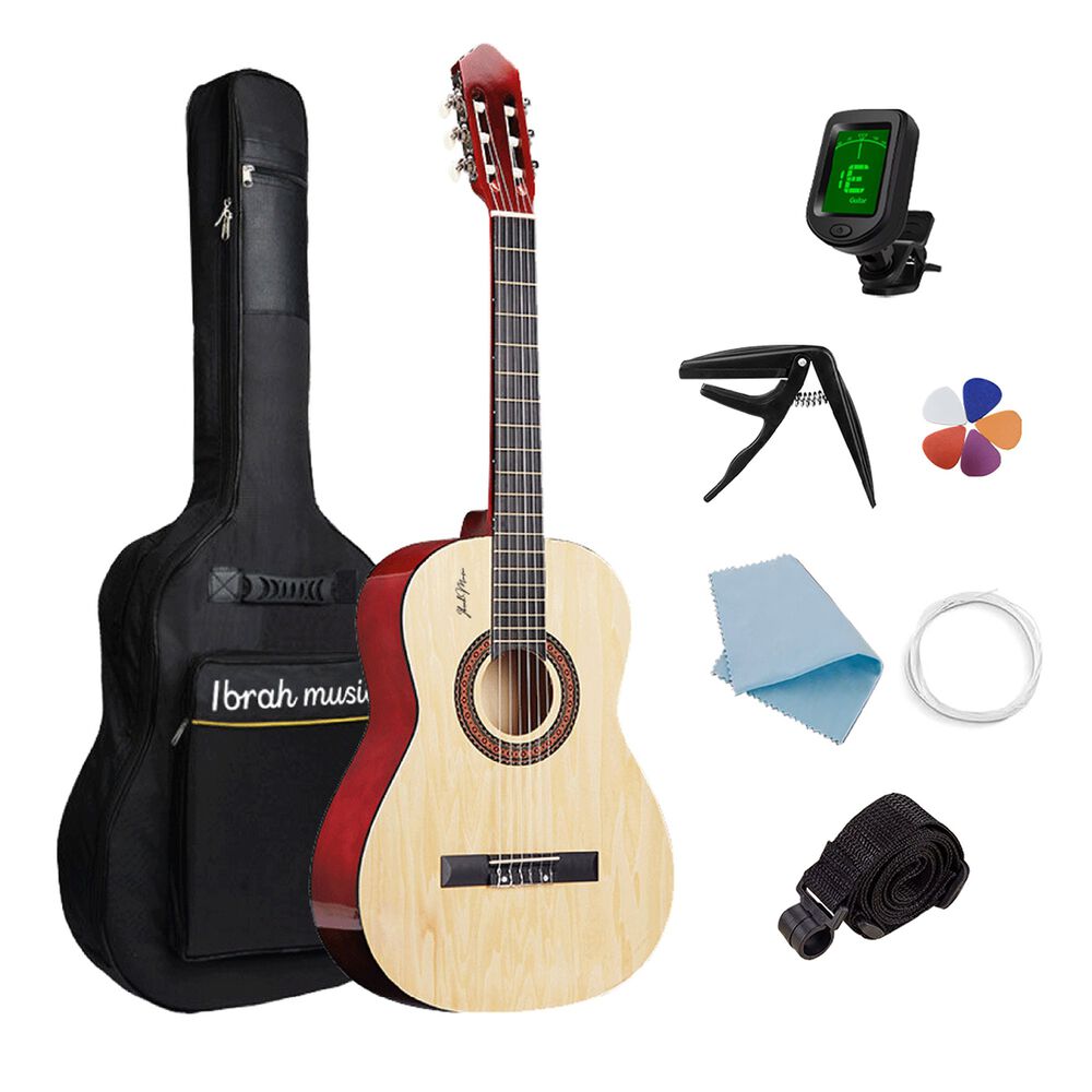 Guitarra Ac&uacute;stica Cl&aacute;sica Ibrah 39 Pulgadas Colores + Funda image number 19.0